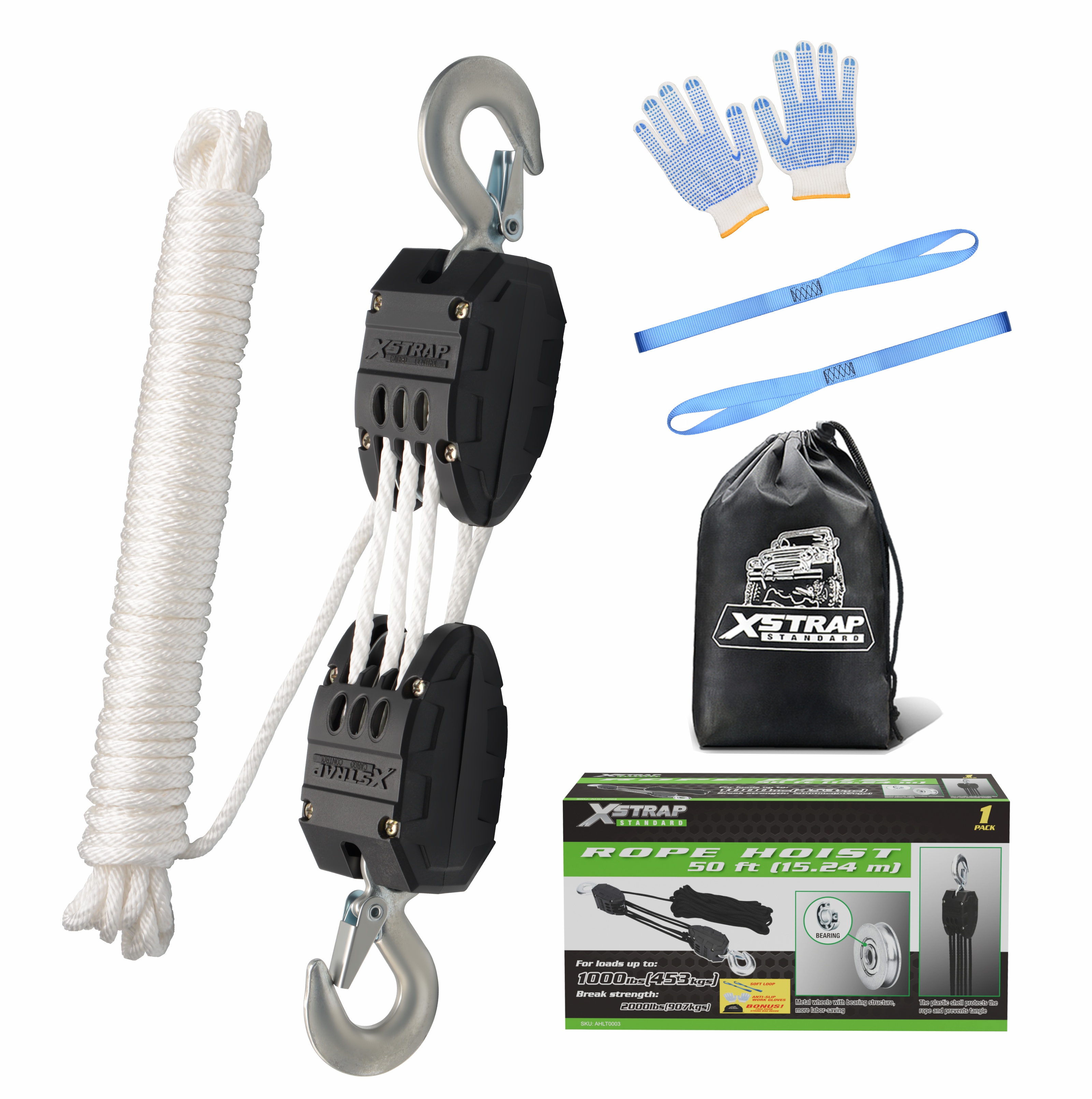 XSTRAP AHLT0003 Sistem Takal Pengangkat Tali Putih Kapasiti 1000LB