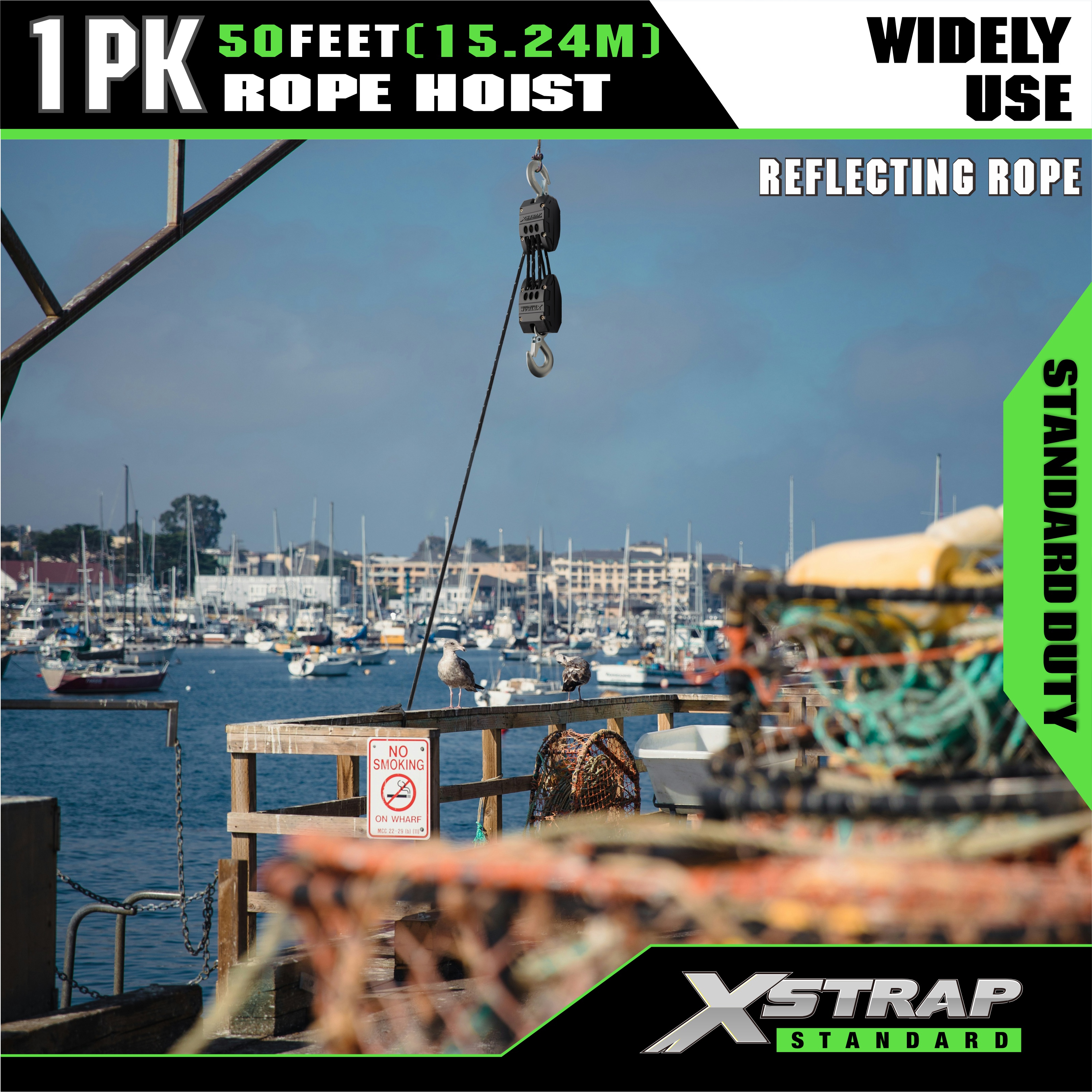 XSTRAP AHLT0003-sistem takal angkat tali hitam reflektif 1000LB