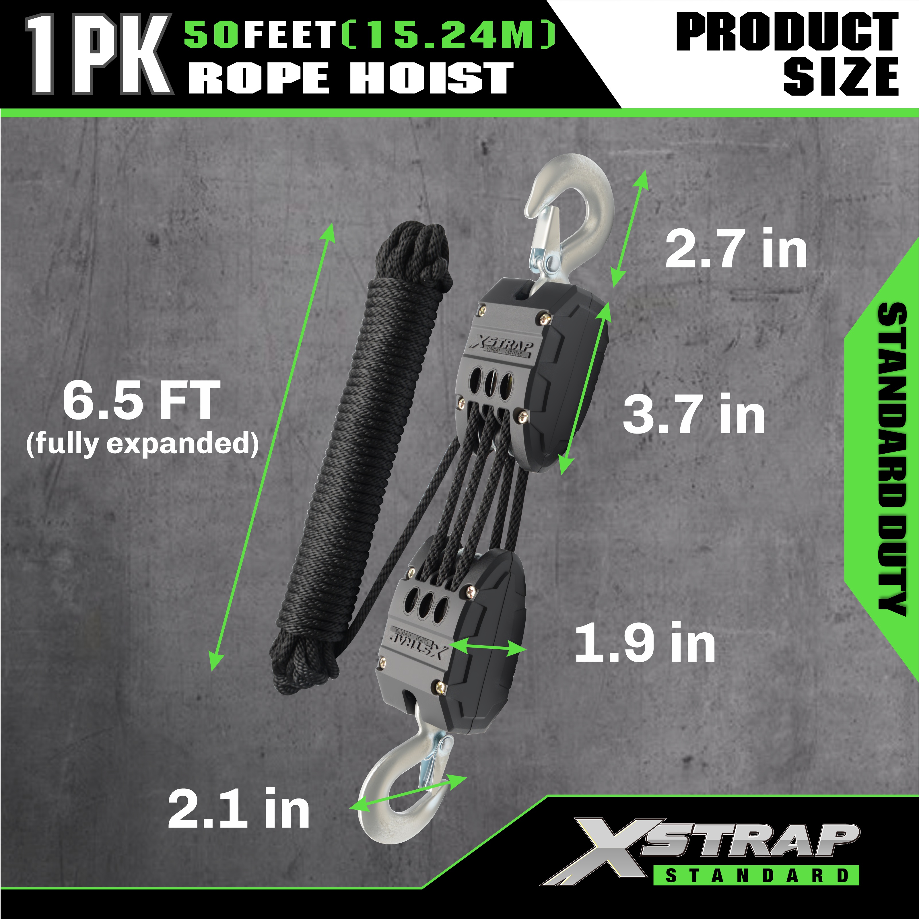 XSTRAP AHLT0003 Sistem Takal Hoist Tali Hitam 1000LB