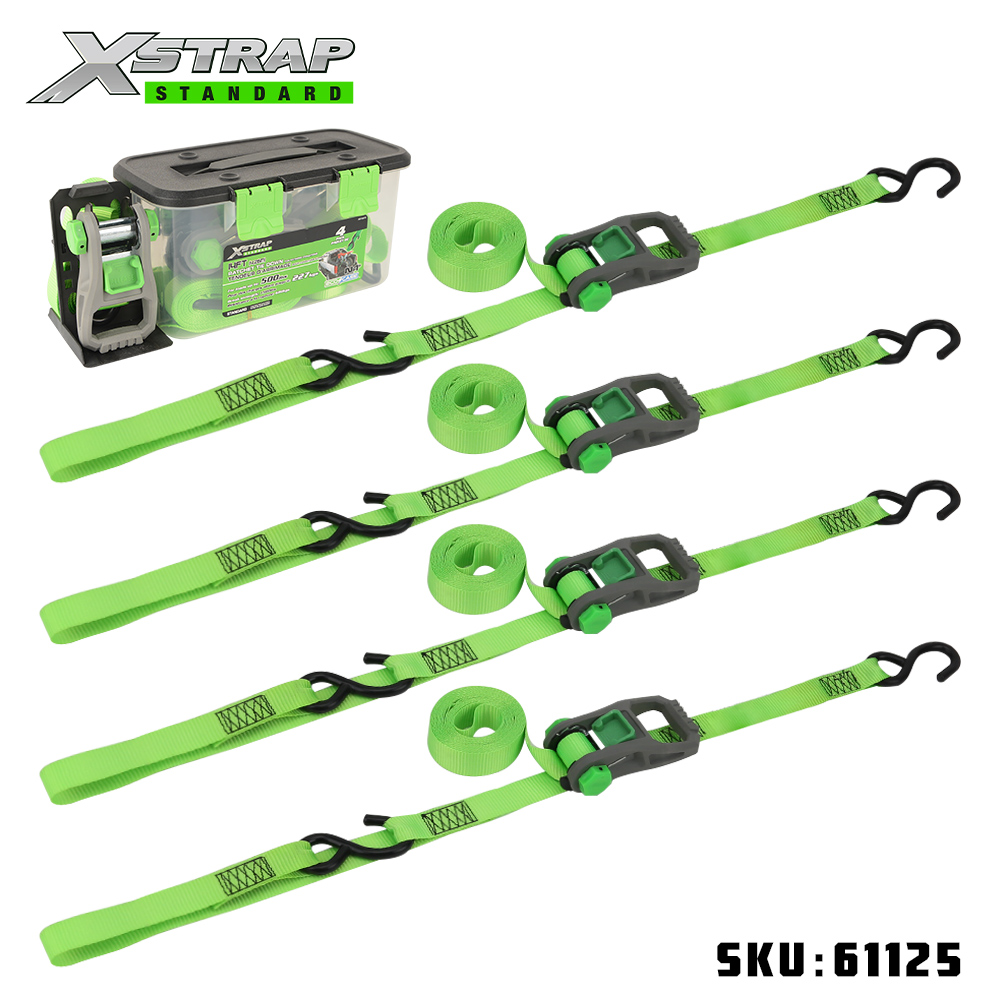 Xstrap 61125 1” x 14’ 4PK Ratchet Tie Down dengan gelung lembut 500lb SWL