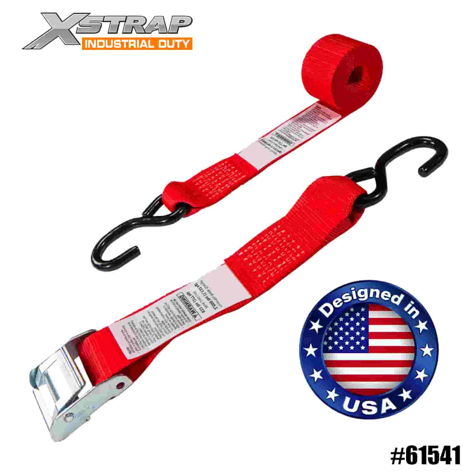 Xstrap 61541 2” x 8’ 4PK Tali Gancu Cam Motosikal dengan Cangkuk S 400lb SWL