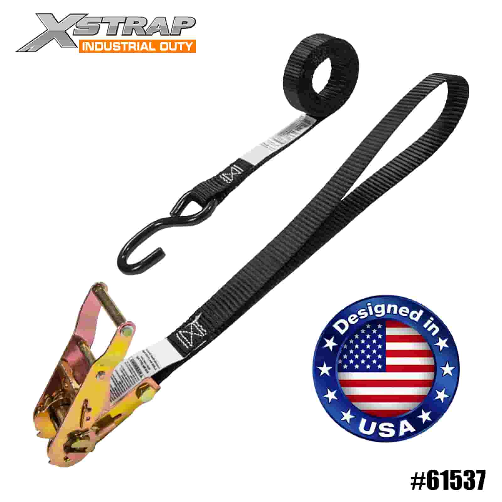 Xstrap 61537 1” x 6’ 4PK Motosikal Ikat Tali Ratchet dengan 12” Gelung Berjahit 833lb SWL