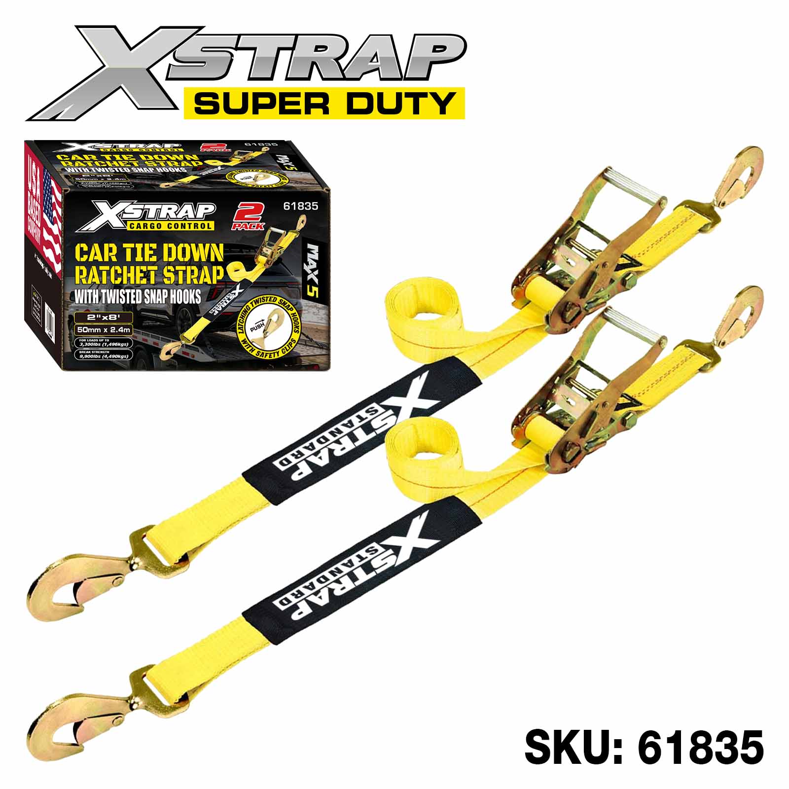 Xstrap 61835 2” x 8’ 2PK Tali Pengikat Kereta 3,300lb SWL