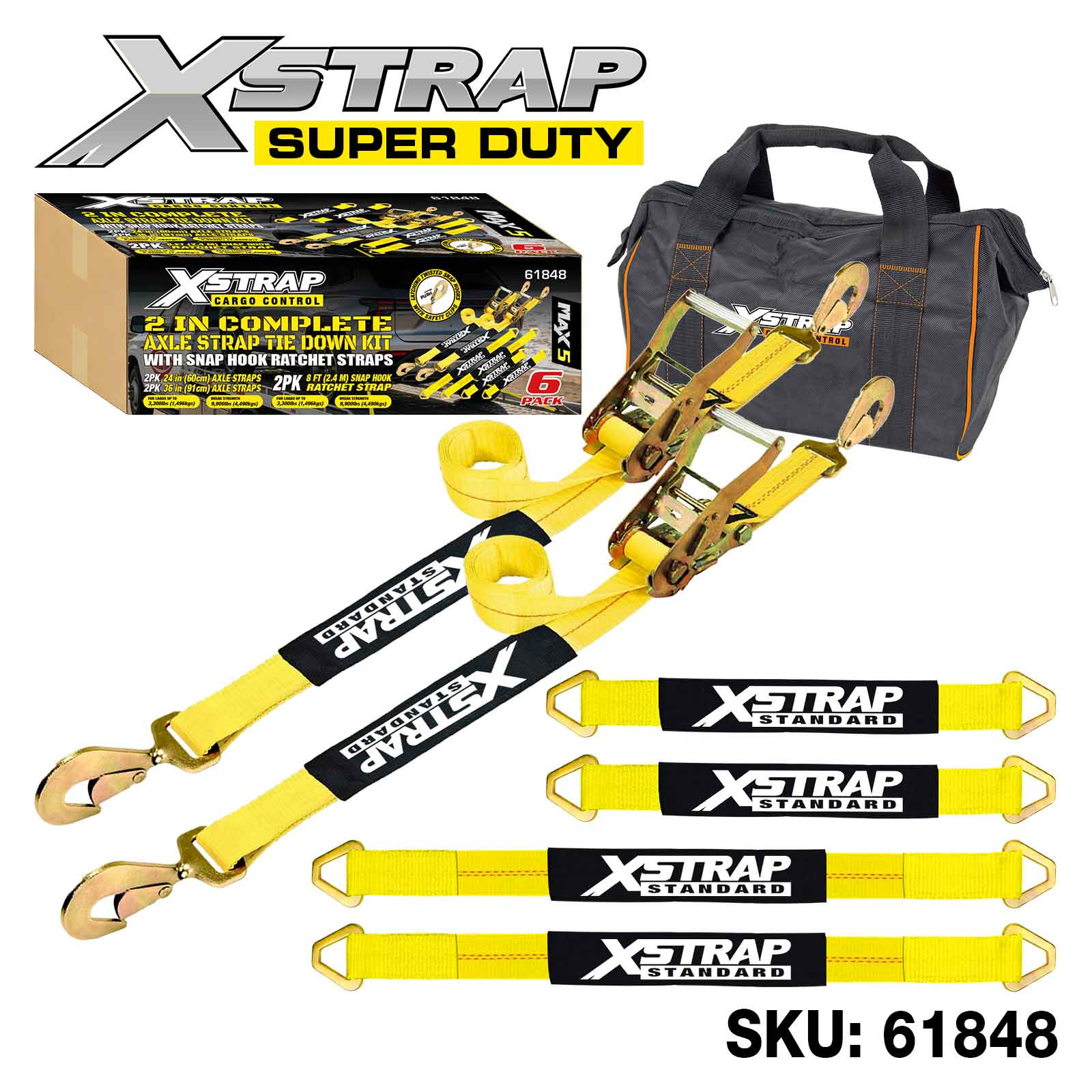 Xstrap 61848 6PK 2 Inci Lengkap Tali Pengikat Alex Kit 3,300lb SWL